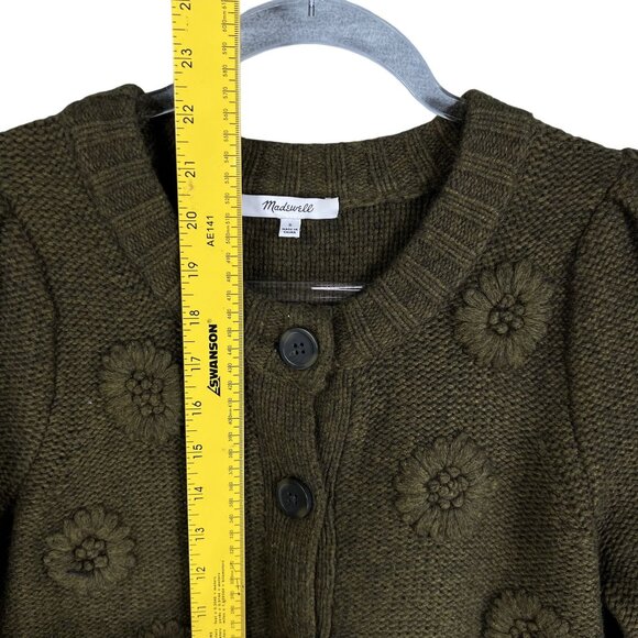 Madewell S 3D Floral Edencroft Pleat Sleeve Merino Wool Alpaca Cardigan Sweater - Picture 10 of 14